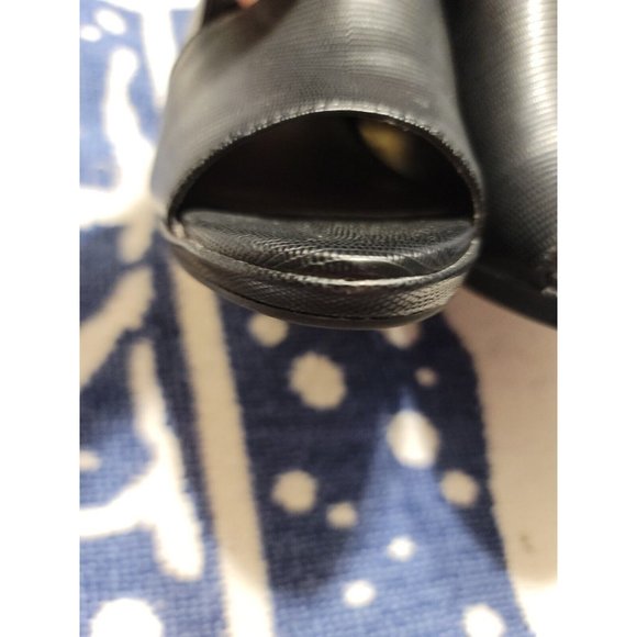 Lifestride Black Faux Leather Peep Toe Pump Heels Size 8.5 - Picture 3 of 10